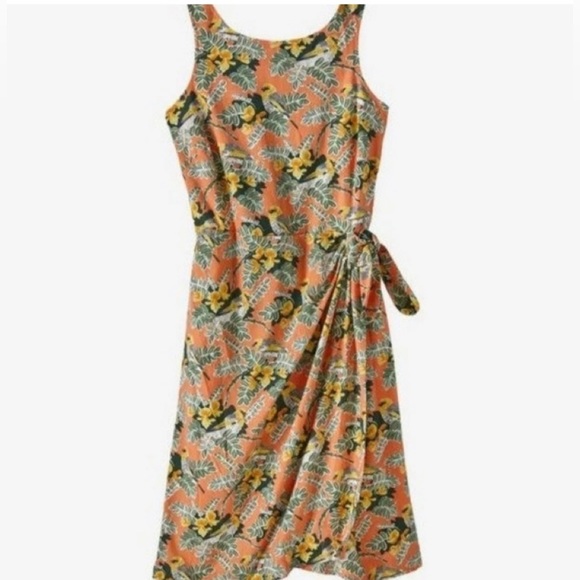 PATALOHA PATAGONIA organic cotton faux wrap Hawaiian print dress - Picture 1 of 11